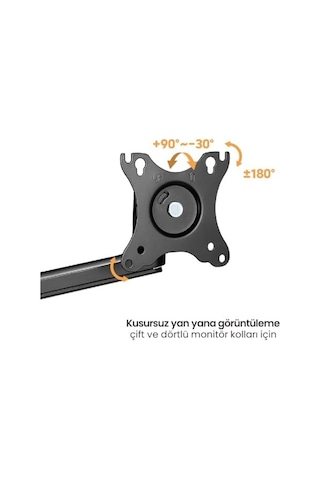 Voltix Çift Kol Monitör Tutucu 17" - 32" Ekranlar İçin, 8kg Taşıma Kapasiteli, Vesa Uyumlu, Eğilebilir Döndürülebilir Kablo Kılavuzlu Ergonomik Lcd Led Ekran Kolları A.Ağaç