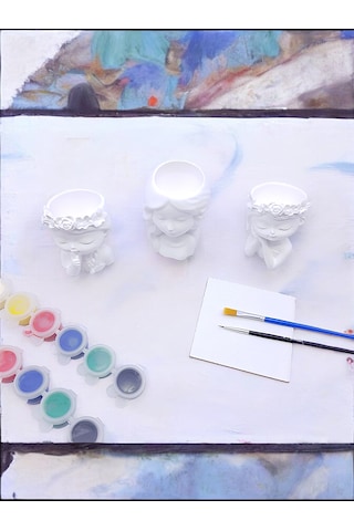 Üç Kız Kardeş, Biblo Taş Boyama Hobi Seti, 12 Renk Boya Ve Fırçal