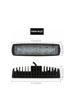 Off Road 6 İnç 18w 6 Led Plastik Kasa Mini Led Bar Oto Gündüz Led