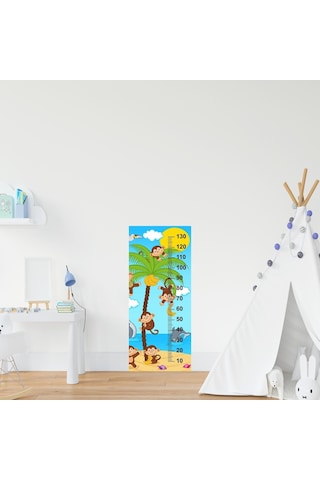 Çocuk Odası Bebek Odası Boy Ölçer Boy Cetveli Sticker Maymunlar