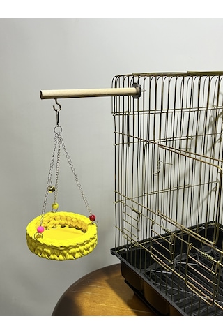 Paks Pet Örgü Kuş Hamağı Salıncak Sarı + Tünek