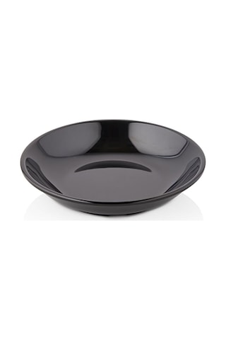 6 Adet 20 Cm Çukur Yemek Çorba Tabağı Makinede Yıkanabilir Siyah Servis Tabağı 3,8 Cm Yükseklik