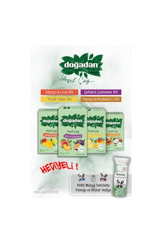 Doğadan 4 Paket Yeşil Çay Ailesi 18'li Paketler Ve Rosie Pamuk Hediyeli