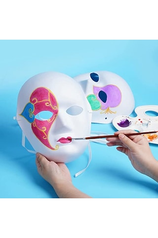 Beyaz Renk Boyanabilir Anonim Tam Yüz Cosplay Maske 24x18