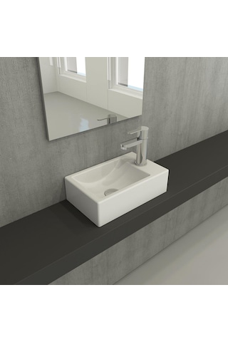 Bocchi Milano Dar Sağ Lavabo 1419-002-0126 Mat Beyaz