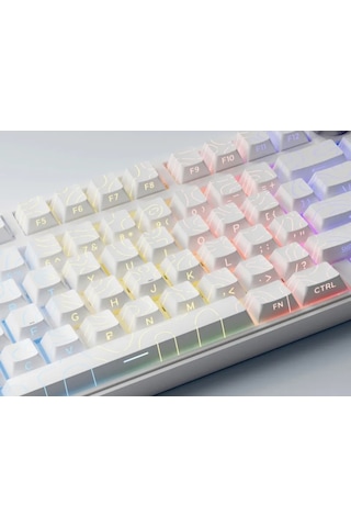 Mekanik Klavye Tuş Takımı-pbt Çift Baskı Keycap Seti- Çizgi Desenli 97 Tuşlu -beyaz Tuş Takımı