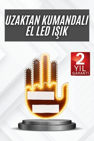 Uzaktan Kumandalı El Orta Parmak Led Araç Camına Özel - Lisinya Çok Renkli