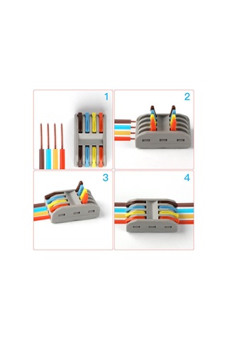 Hızlı Kablo Ekleme Birleştirme Aparatı 4 Dörtlü Klemens - 5 Adet