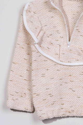 Luess Kız Çocuk Fırfırlı Ve Fermuarlı Bluz - Krem 2-3 Yaş 8-9 Yaş Krem