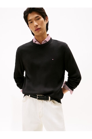 Tommy Hilfiger Pıma Ctn Cash Structure Crew Erkek Siyah Kazak - Mw0mw40449 Siyah