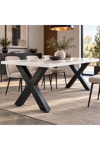 Evkolleksiyon X Tipi Metal Masa Ayağı 2 Li Takım 72x60 Cm 60x60 Profil Siyah