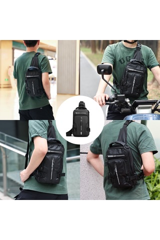 Mufunye Erkek Usb Şarjlı Sırt Çantası, Su Geçirmez Nylon, Çoklu Cep Ve Taşıma Seçenekleri, Spor Ve Seyahat İçin Siyah Siyah