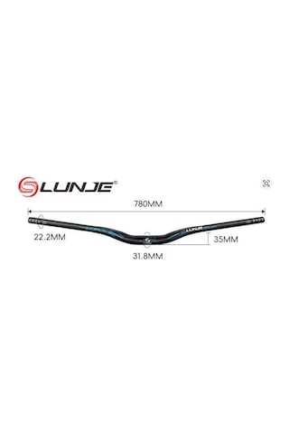 Lunje 78 Cm 35 Rise Açılı Alüminyum 31,8mm Mtb Freeride Gidon Bisiklet Gidonu Direksiyonu Siyah