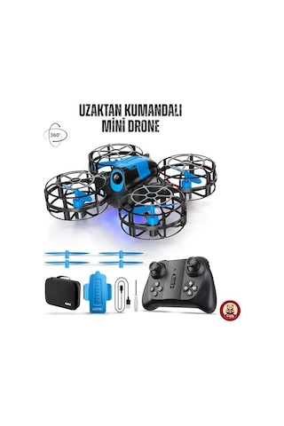 Uzaktan Kumandalı Mini Drone Işıklı Şarjlı Takla Atabilen 360 Dönüş Yapabilen Otomatik İniş Kalkış Hobi Drone 8-10 Dakika Kullanım Süresi