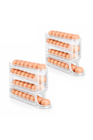 Microcase Abs Plastik Dolapiçi Yuvarlanır Tip Yumurta Organizer Ve Standı 2 Adet Al5452 Siyah