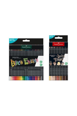 Faber Castell Black Edition 24 Renk Kuru Boya Ve 12 Renk Skin Tones İkisi Birarada Set Çok Renkli