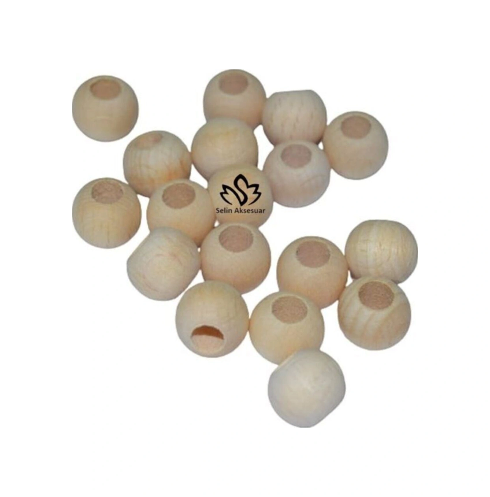 14 Mm Ham Işlenmemiş Ahşap Boncuk - 100 Gram Ortalama 100 Adet