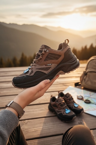 Enoch Erkek Kahverengi Su İtici Outdoor Trekking Ayakkabısı - Kaymaz Taban Kamp Botu Kahve