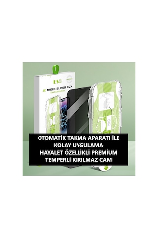 İphone 13 Pro İle Uyumlu Otomatik Takma Aparatlı Hayalet / Privacy Temperli Ekran Koruyucu Kırılmaz Cam