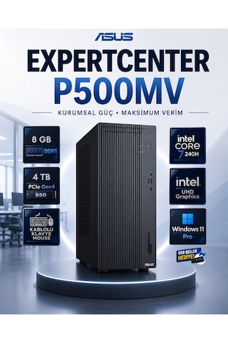 Asus ExpertCenter P500MV-C721016512G0DRNP04 Core 7 240H 8 GB 4 TB SSD W11P Masaüstü Bilgisayar