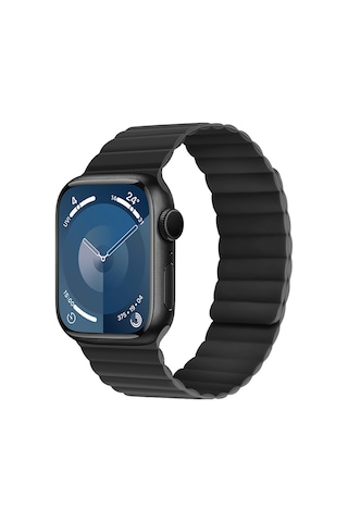Watch 10 46mm Kordon Raptic Magnetik Tak Çıkar Silikon Strap Kayış Siyah Siyah
