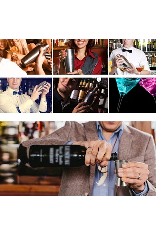 Vkemall 6 Parçalı Paslanmaz Çelik Boston Shaker Seti - Ev Barı İçin Kokteyl Yapım Kiti