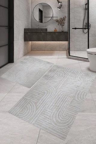 Eliana Home Dijital Baskı 2'li Banyo Paspas Takımı Lna5-fnl319 100x60 Ve 60x50 Cm Gri