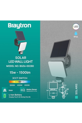 Braytron Bg36-00281 Siyah Çift Yönlü Dış Mekan Bahçe Apliği - Ip54 Su Geçirmez Alüminyum Gövde