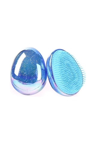 Koodmax Saç Şekillendirici Dolaşık Açıcı Çocuk Tarağı Oval Tarak Simli Koyu Mavi