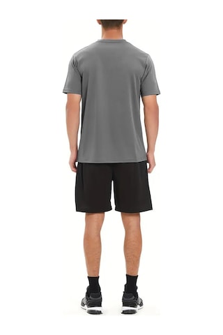Ghassy Co. Erkek Ultra Esnek Nem Emici Vücut Geometrik Hızlı Kuruyan Hafif Spor T-shirt Füme