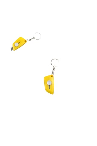 Sarı Renk Minik Maket Bıçağı Anahtarlık 1 Adet Ebat: 5,5 Cm X 2,9 Cm, Bıçak Boyut: 0,9 Cm X 0,9 Cm