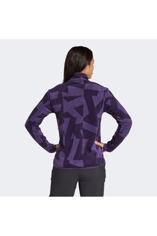 Adidas Terrex Multi Printed Full Zip Fleece Kadın Mor Yürüyüş Polar Jn0996