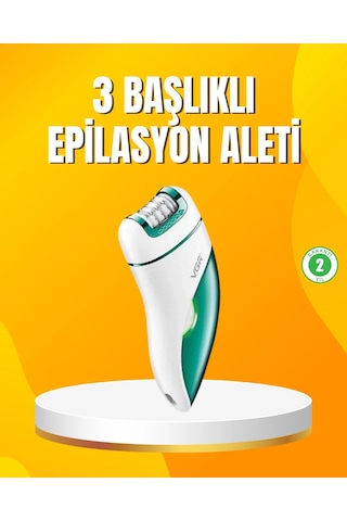 Mey İthalat Şarjlı 3 Ü 1 Arada Vgr Epilatör Led Işıklı Suya Dayanıklı Hassas Bölge Epilasyon Makinesi