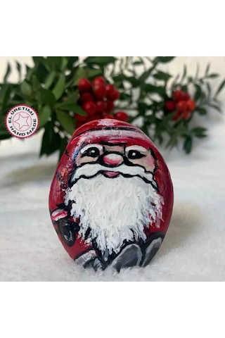 Uretti - Belkıs 8188 - El Yapımı Doğal Taş Yılbaşı Temalı Magnet - 4 X 6 Cm