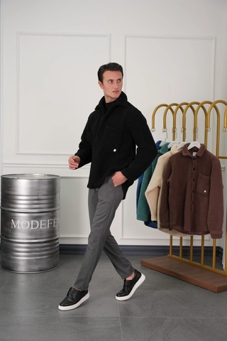 Modefendi Oversize Peluş Mont Siyah