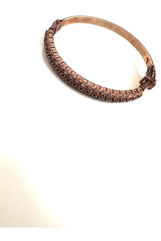 Otantik Oniks Ve Zirkon Taşlı Kilitli Gümüş Bileklik 925 Ayar