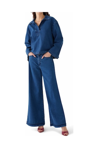 Outland Denim Sürdürülebilir Geniş Paça Uzun Pantolon Koyu Mavi