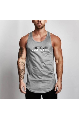 Gri Muscleguys Yaz Erkek Kolsuz Fitness Yeleği Antrenman Koşu Sporları Rahat Nefes Alabilen Atlet Üstleri Gri