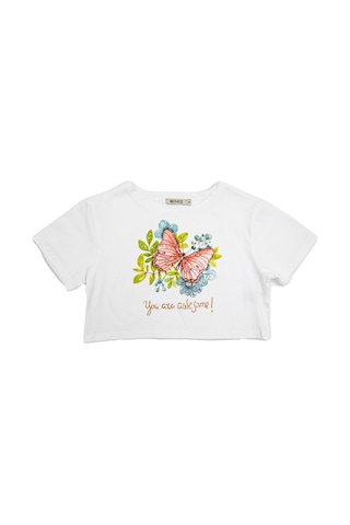 Kız Çocuk Kelebek Desenli Crop Tshirt 001