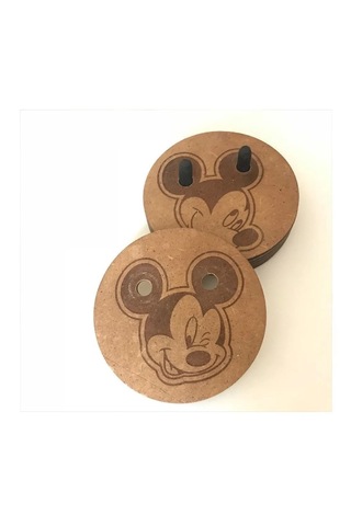 Ahşap Figürlü 6'lı Bardak Altlığı Dekoratif 3mm - Mickey Mouse Ahşap