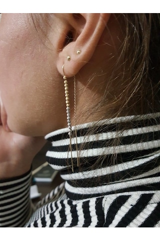 Sembol Gold Dorikalı Altın Küpe 14K Sarı Gold 7,0 Cm