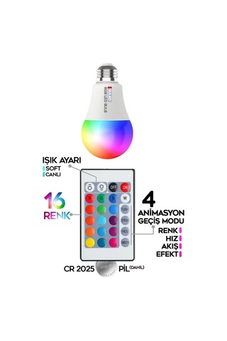 2 Adet Rgb Led Ampül Kumandalı Ambiyans Aydınlatma Tasarruflu Lamba Renk Değiştiren Led Işık Çok Renkli