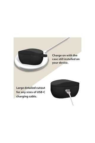 Caseonn Jbl Vibe Buds 2 Kılıf Askı Aparatlı Mat Silikon Lacivert