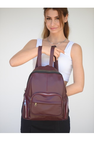 Jara Bag Frida Kadın Sırt Çantası Şık, Yumuşak Dokulu Ve 5 Bölmeli Bordo