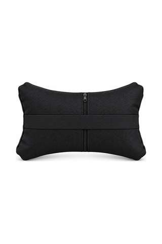 Ergonomik Oto Boyun Yastığı - Sürüş Destek Ve Yolculuk Yastığı 2 Adet - Suni Deri Fermuarlı - Lastikli Pratik Montaj Siyah
