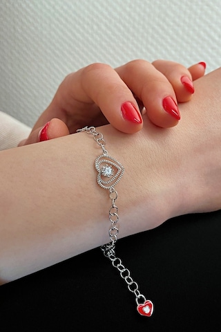 925 Ayar Gümüş Tasarım Kalp Bileklik- 45101001 Gümüş