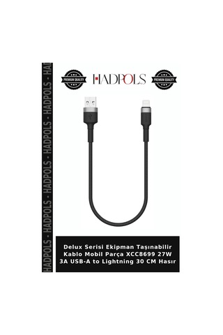 Delux Serisi Ekipman Taşınabilir Kablo Mobil Parça Xcc8699 27w 3a Usb-a To Lightning 30 Cm Hasır