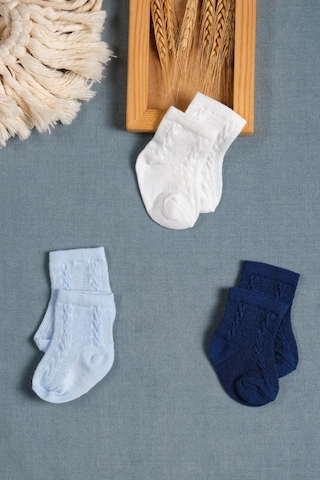 Cocole Socks Erkek Çocuk Soket Çorabı 3 Lü Set Pamuklu Klasik Seri & Saç Örgü Desenli Çok Renkli
