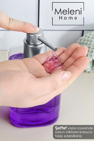 1 Adet Şeffaf Cam Sıvı Sabunluk - Banyo Mutfak El Sabunu Sıvı Sabun Şişesi 550 Ml Beyaz
