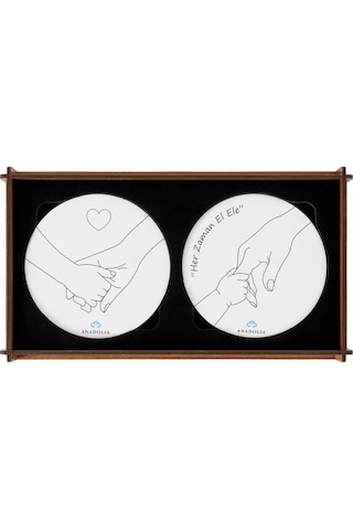 Anneler Gününe Özel Ahşap Kutulu 2'li Bardak Altlığı